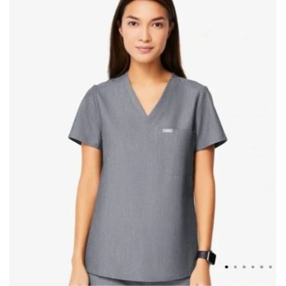 FIGS Womens Technical Collection Top Grey S Graphite Catarina Scrub Top